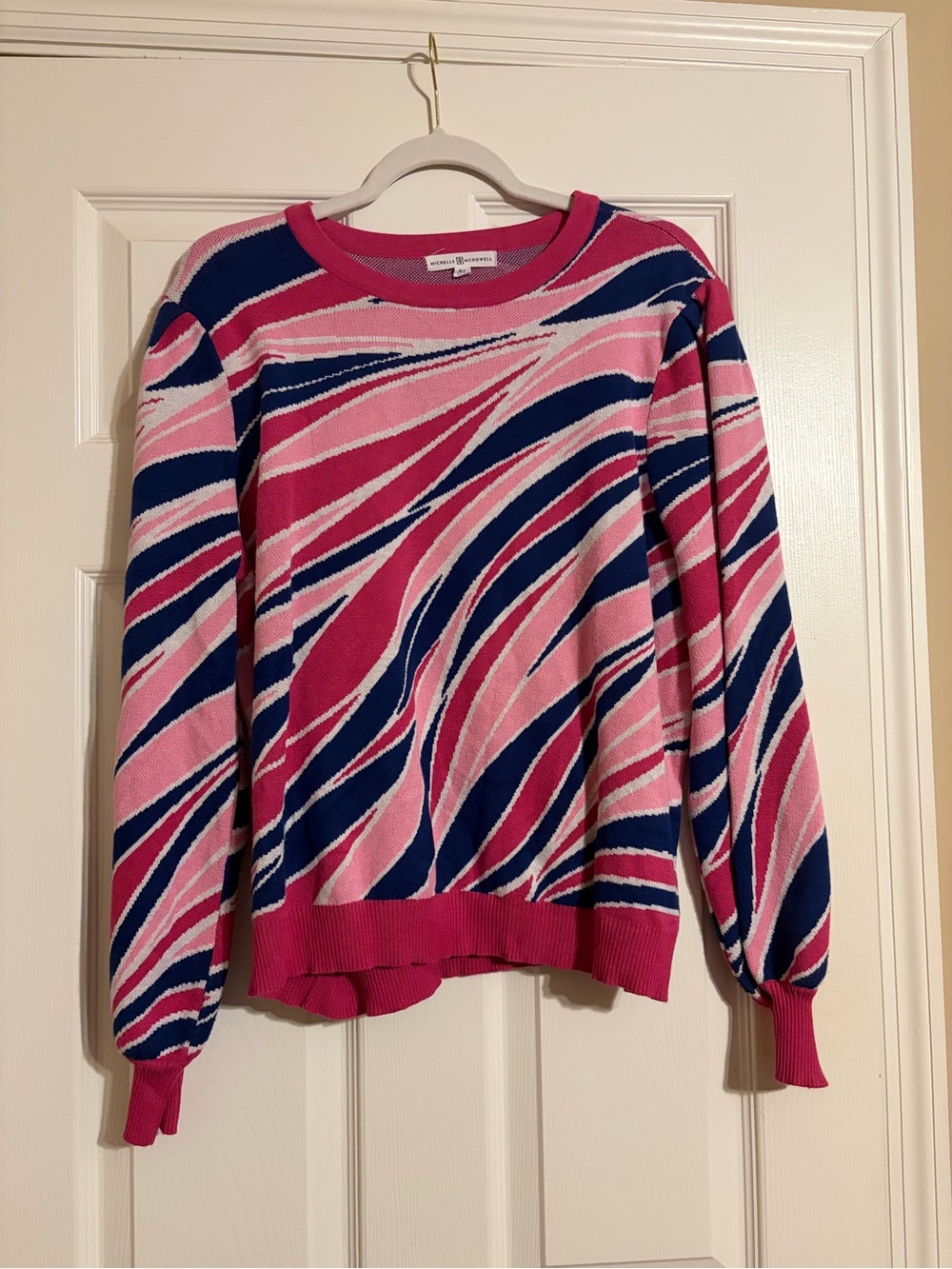 Pink Swirl-Print Crewneck Sweater
